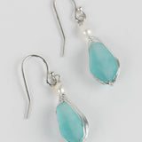 Aqua Pearl Silver Drop Earrings