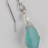 Aqua Pearl Silver Drop Earrings