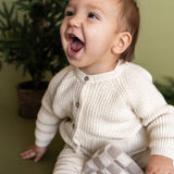 Avery Button & Pocket Chunky Sweater Knit Baby Cardigan