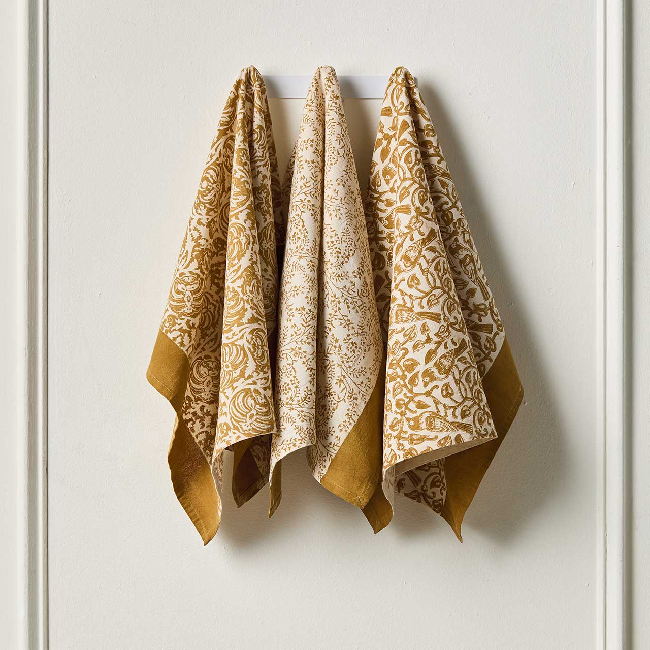 Saffron Finch Kalamkari Hand Towels - Set of 3