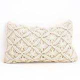 Macrame Pillow, Rectangular Beige