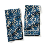 Indigo Dabu Jasmine Hand Towels - Set of 2