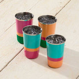 Multicolor Bright Stripe Steel Cups - Set of 4