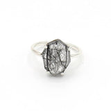 Organic Cut Sterling Ring - Rutile Quartz Crystal