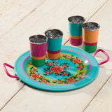 Multicolor Bright Stripe Steel Cups - Set of 4