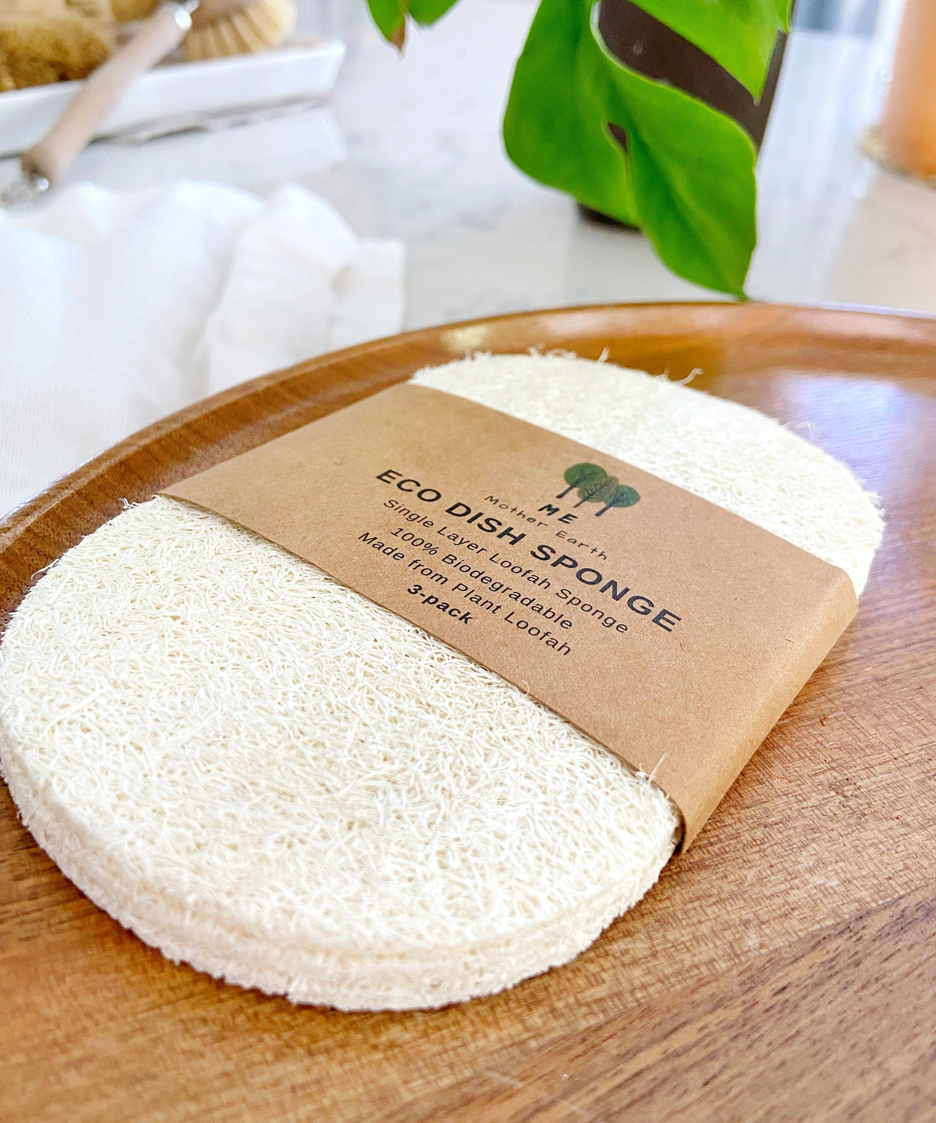 Loofah Dish Sponge: Single Layer 3-Pack | Compostable