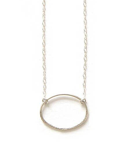 Oval Simplicity Textured Sterling Necklace