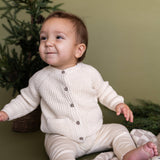 Avery Button & Pocket Chunky Sweater Knit Baby Cardigan