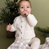 Avery Button & Pocket Chunky Sweater Knit Baby Cardigan