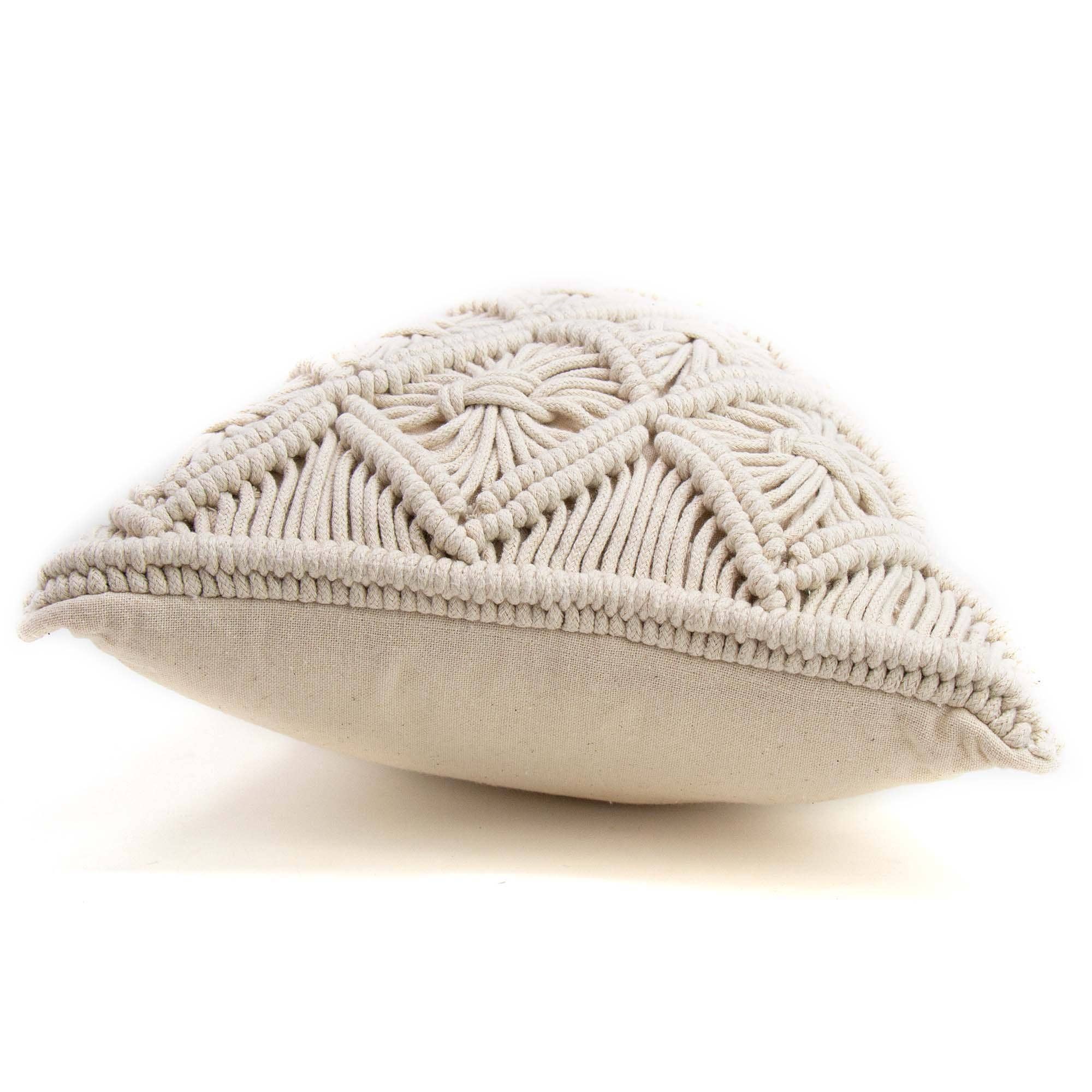 Macrame Pillow, Rectangular Beige